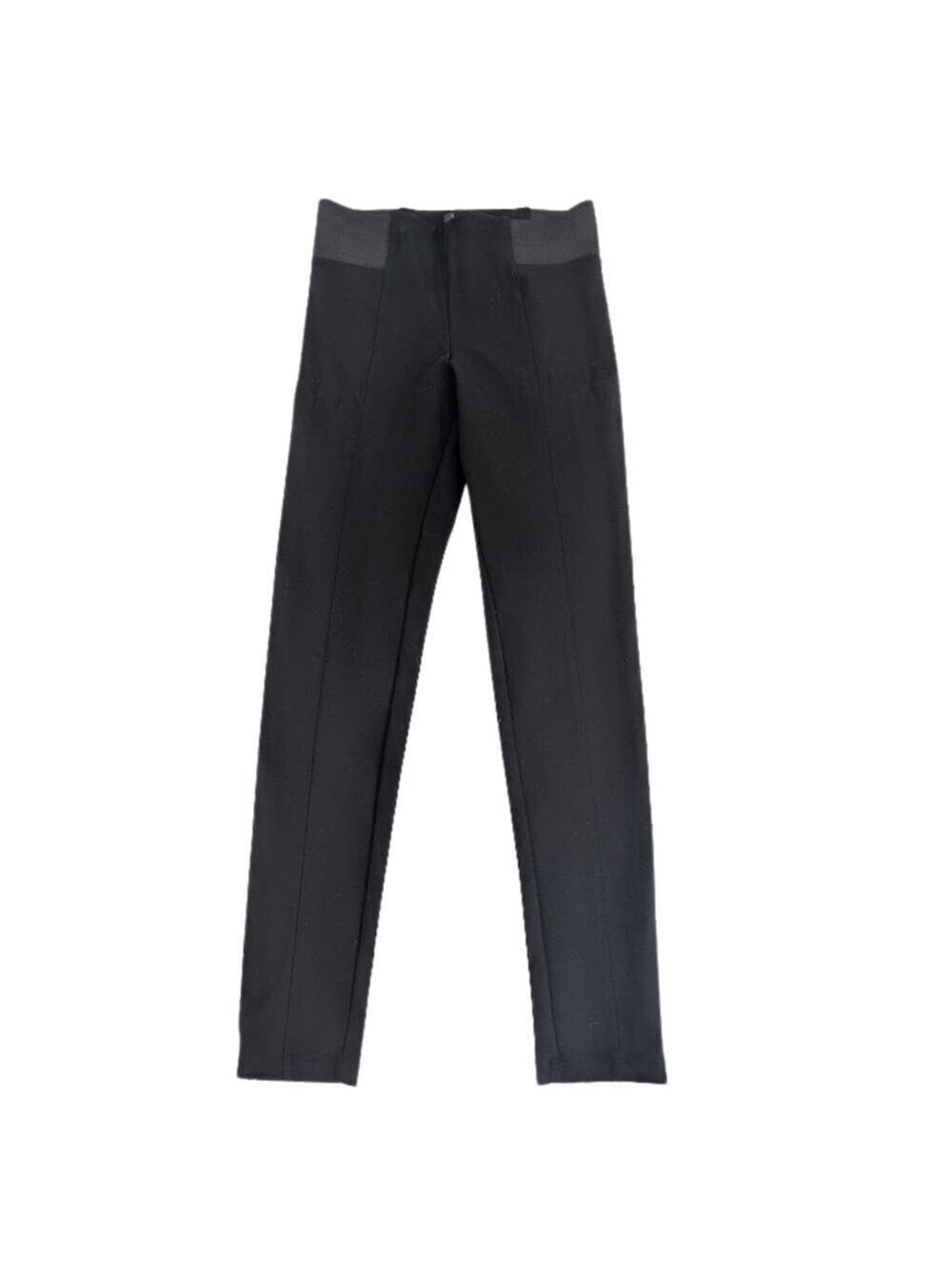 Black Ponte Pull-On Pants Slim Straight Minimalist Workwear Stretch Ankle
